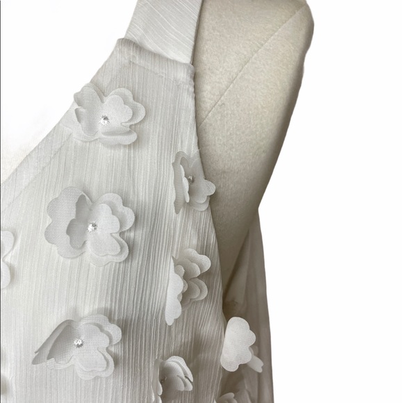 7th Avenue Women’s Blouse 3D Flowers Sleeveless - Picture 4 of 7